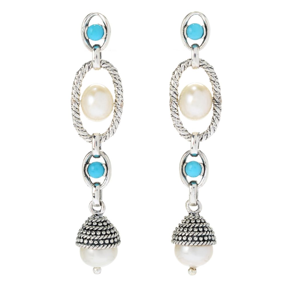 Oyster White Freshwater Pearl Silver Tone Drop Screw Back Clip On Earrings
